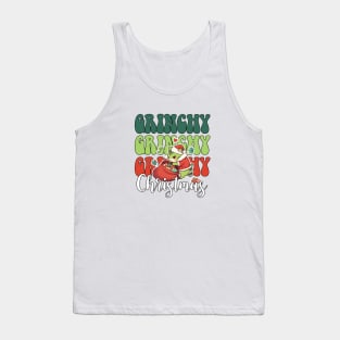 Merry grumpy Christmas, retro funny meowy catmas Tank Top